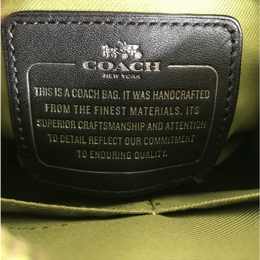 COACH Metallic Pebble Leather Mini Rhyder 33 Satchel Bag Rare Green Office Chic - Picture 12 of 12